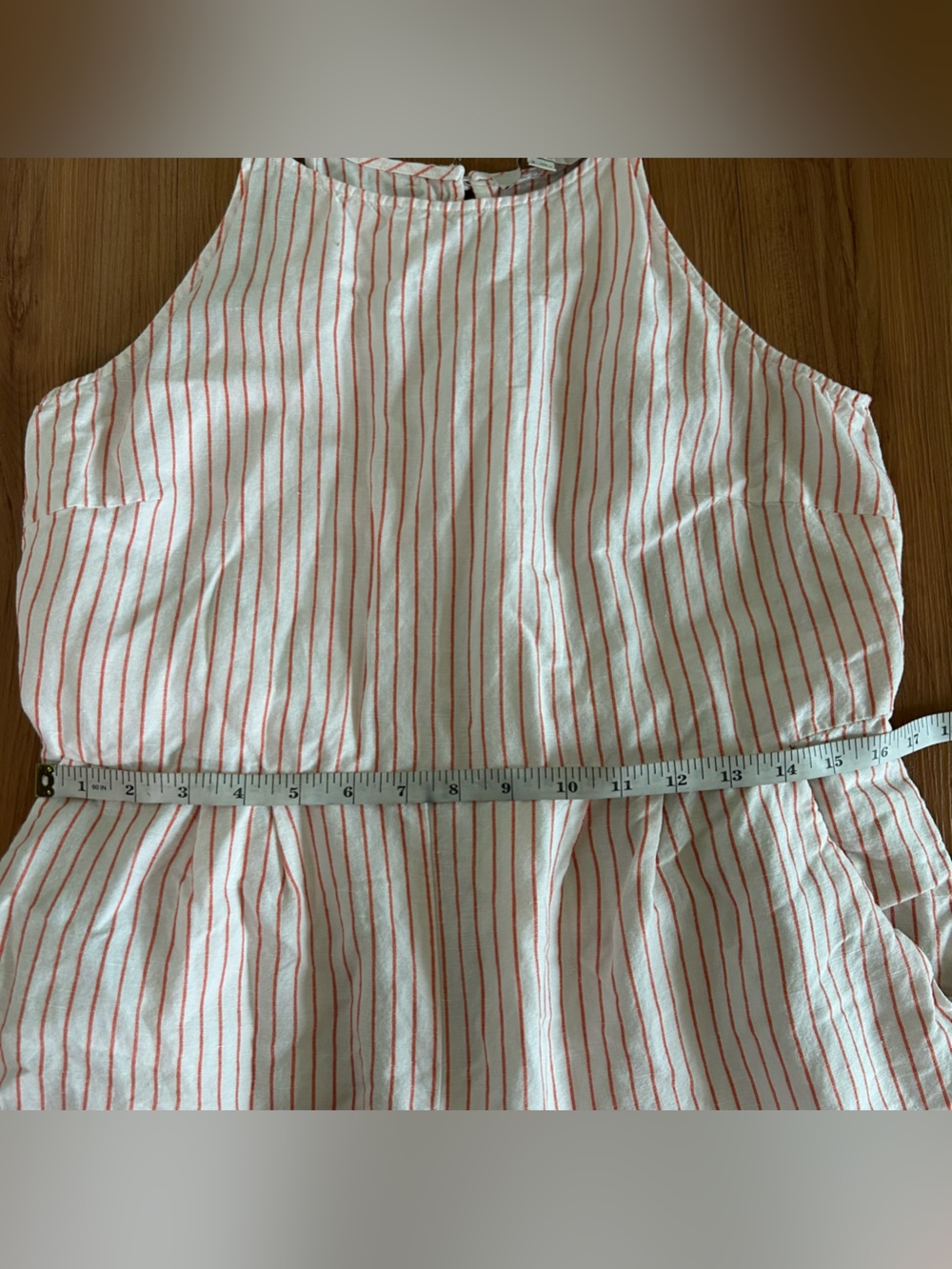 LOFT Reddish Orange Striped Halter Linen Blend Jumpsuit - Picture 6 of 10